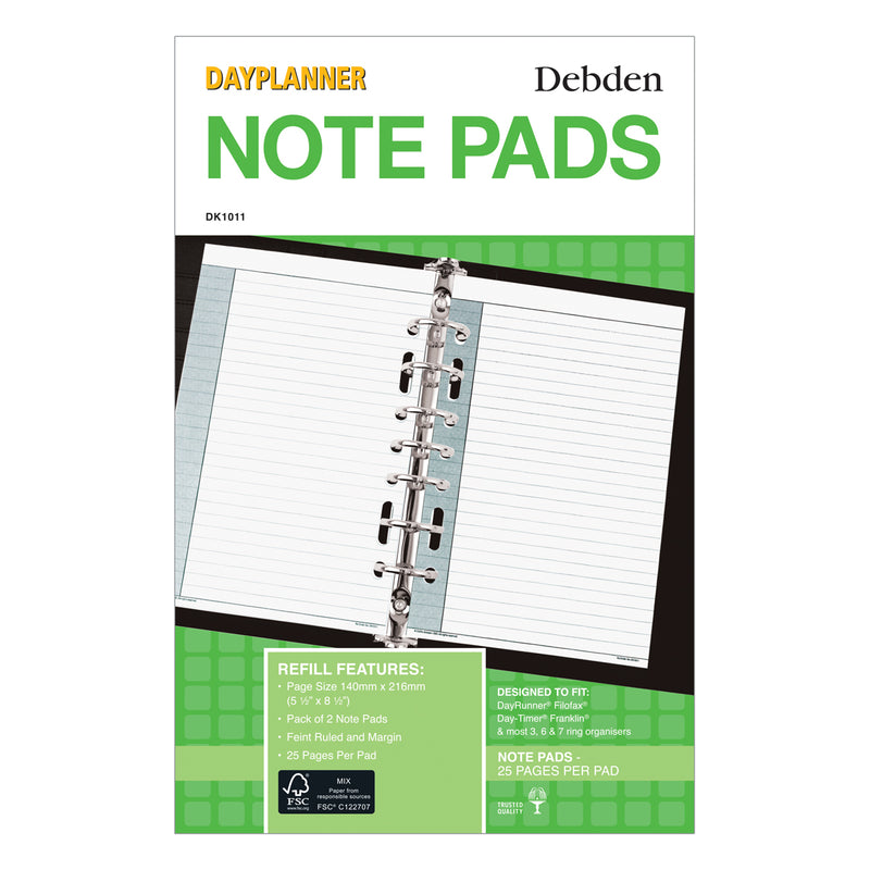 Debden Desk Note Pads Dayplanner Refill 2 Pack