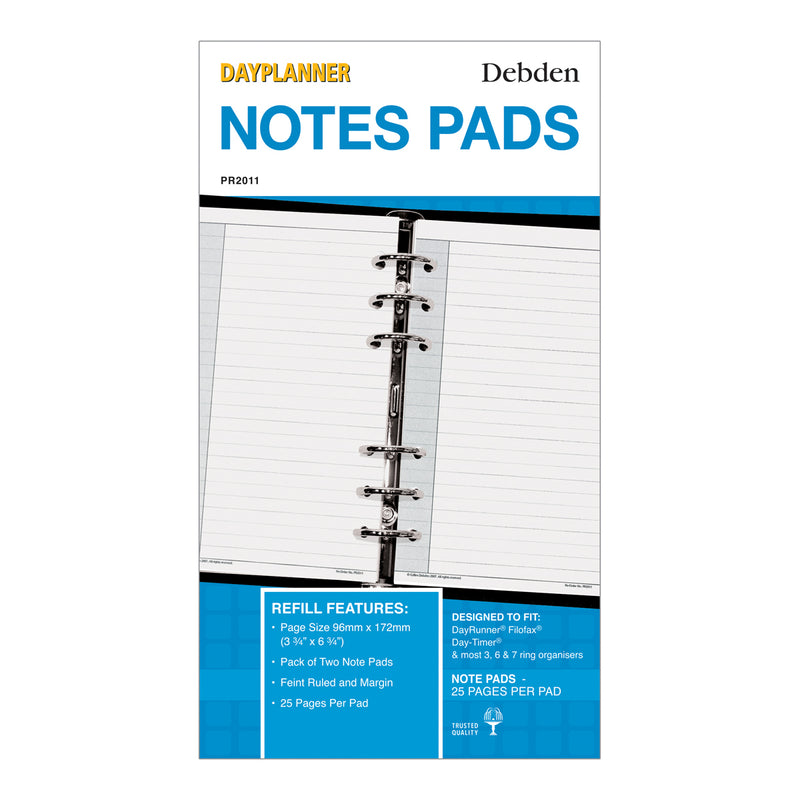 Debden Personal Note Pads Dayplanner Refill 2 Pack