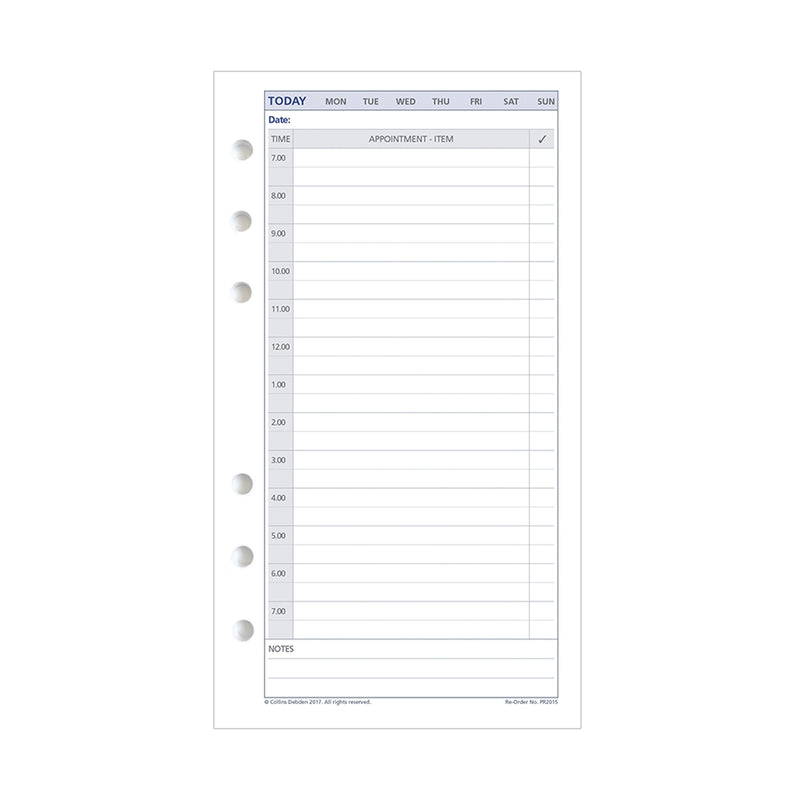 Debden Personal Day to a Page Undated Dayplanner Refill