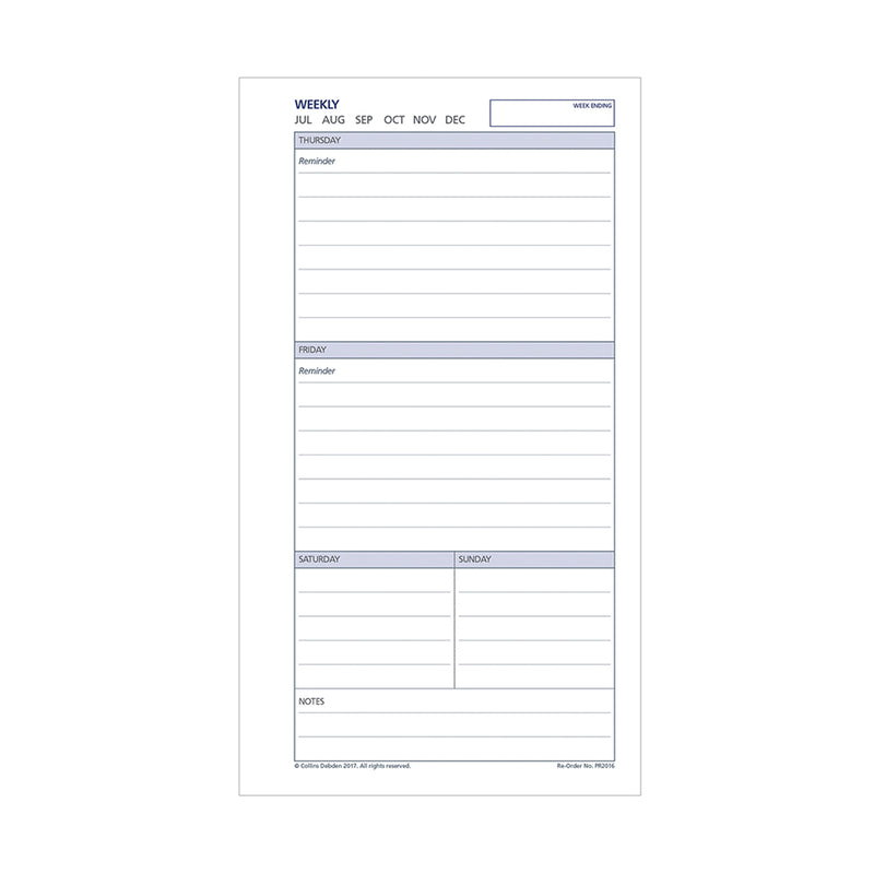 Debden Personal Week to View Undated Dayplanner Refill