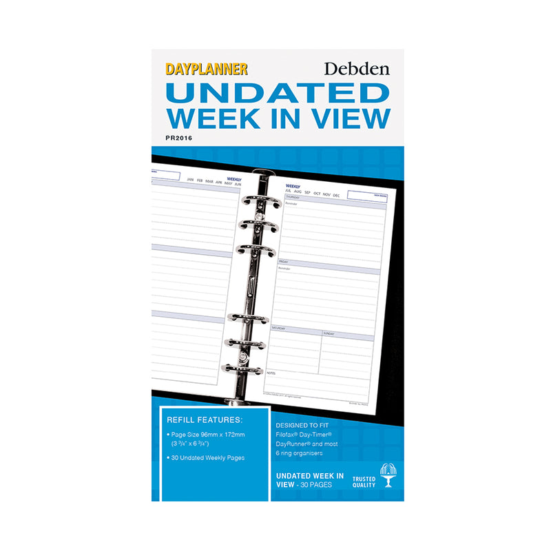 Debden Personal Week to View Undated Dayplanner Refill