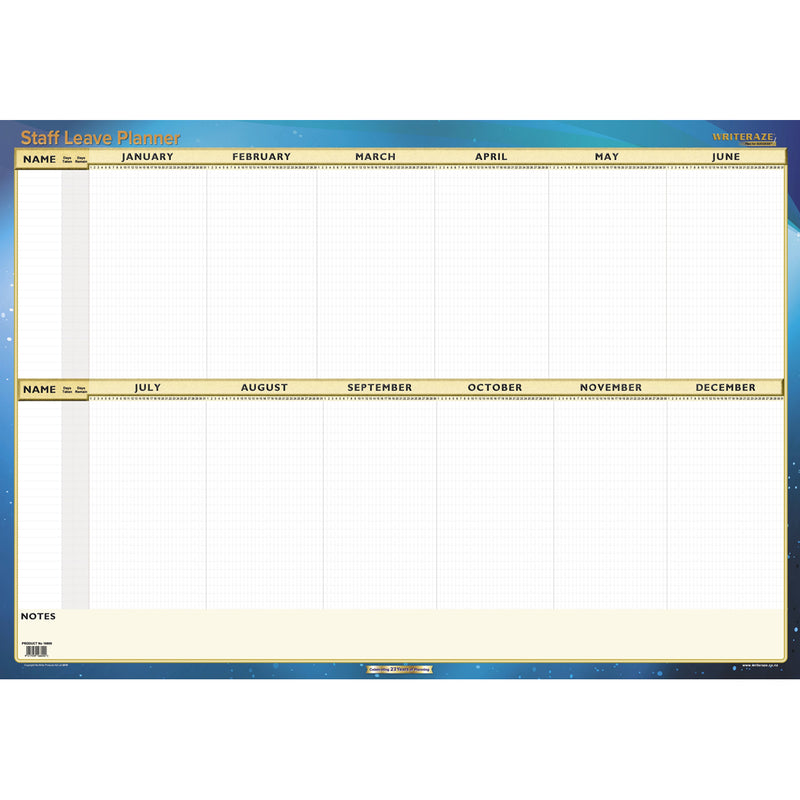 Writeraze Staff Leave Planner 700x1000mm Laminated Wallplanner