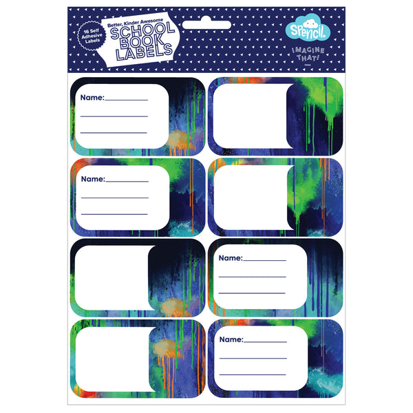 Spencil Colour Drip Name & Subject Labels Pack of 16