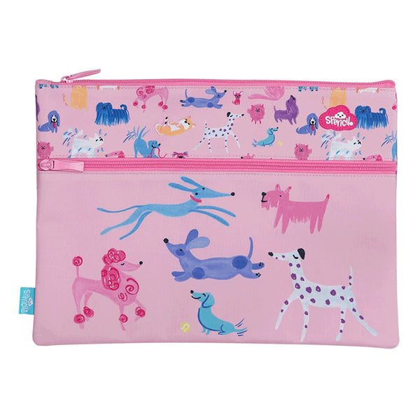 Spencil Doodle Dogs Junior A4 Twin Zip Pencil Case