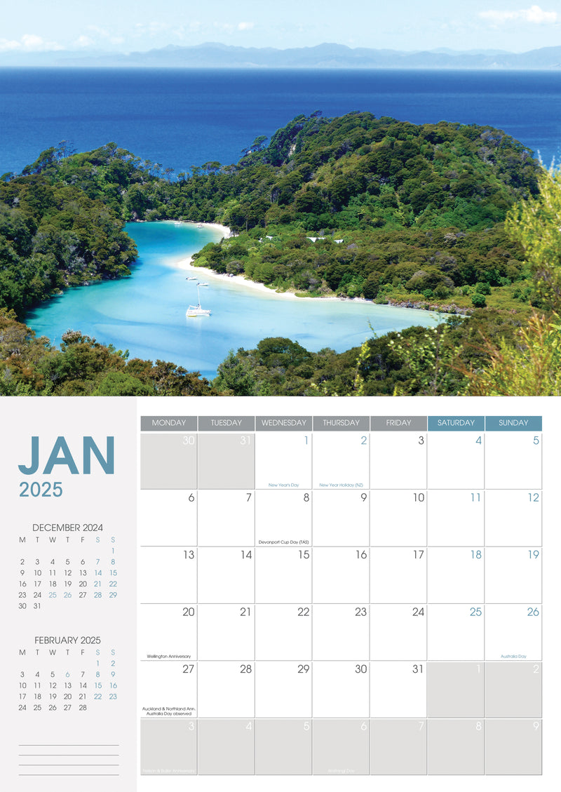 Collins A4 NZ Coastal Scenes Wall Calendar