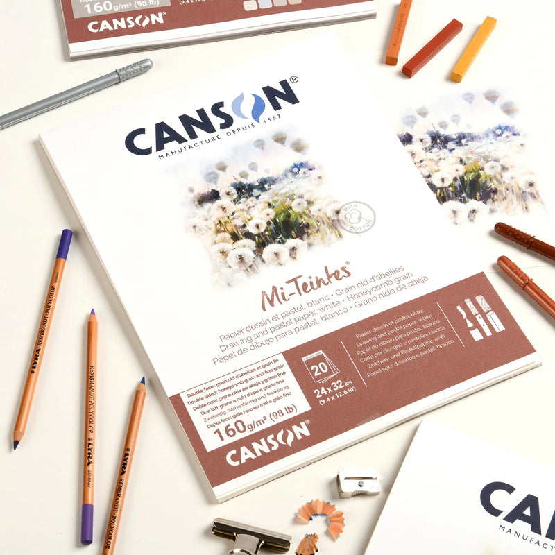 Canson Mi-Teintes 24x32cm 160gsm White 20 Sheet Pad