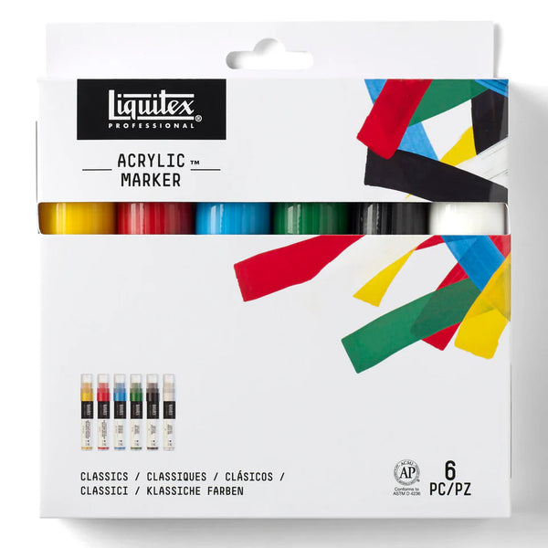 Liquitex 15mm Chisel Acrylic Markers Classics Set of 6