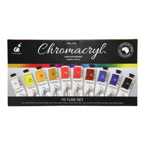 Chromacryl Acrylic Paint Set of 10 x 75ml