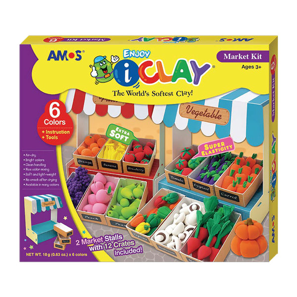 Amos i-Clay Modelling Clay Kit 6x18g Market Stall