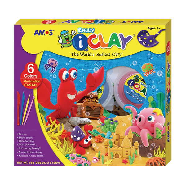 Amos i-Clay Modelling Clay Kit 6x18g with Modelling Tools