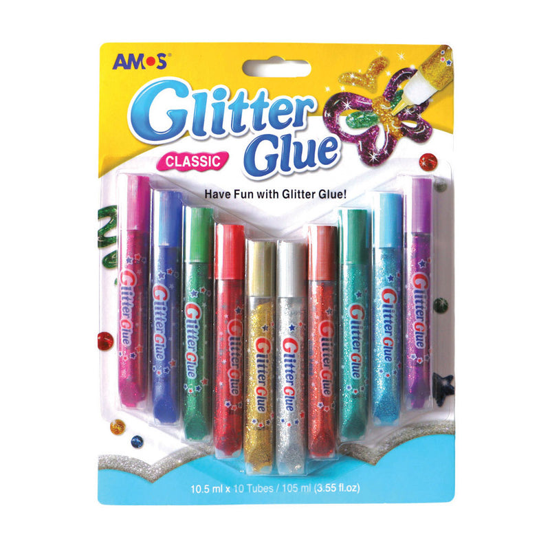 Amos 10.5ml Glitter Glue Set of 10