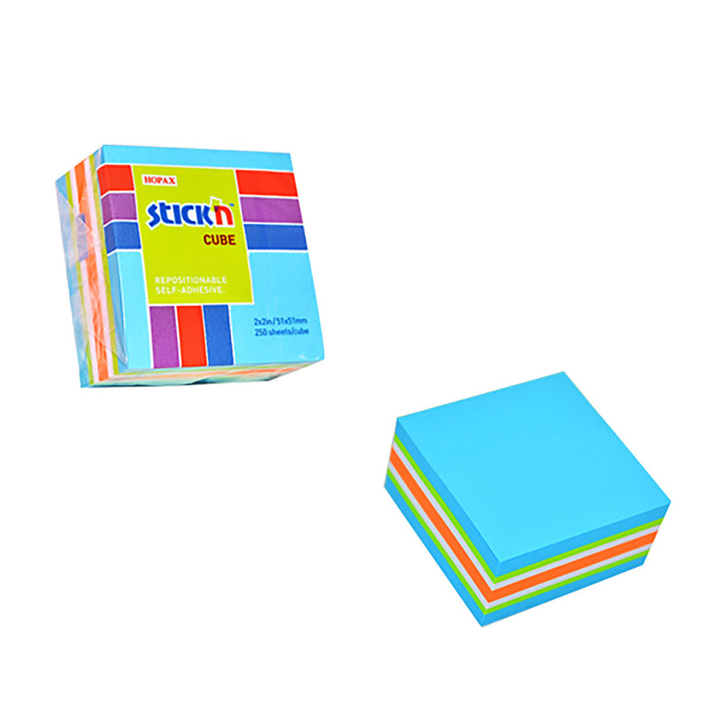 Stick'n 51x51mm 250 Sheets Neon & Pastel Mix Note Cubes