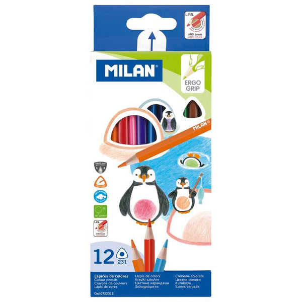 Milan Ergo Grip Triangular Colouring Pencils Set of 12