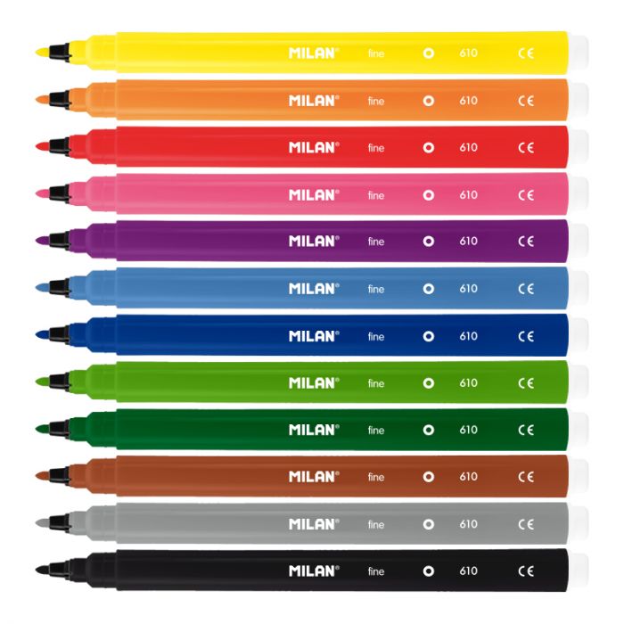 Milan Markers Fine Tip Markers Assorted Colour Set of 12