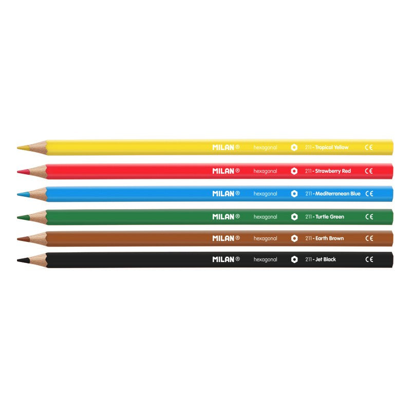 Milan Hexagonal Coloured Pencil Set of 6