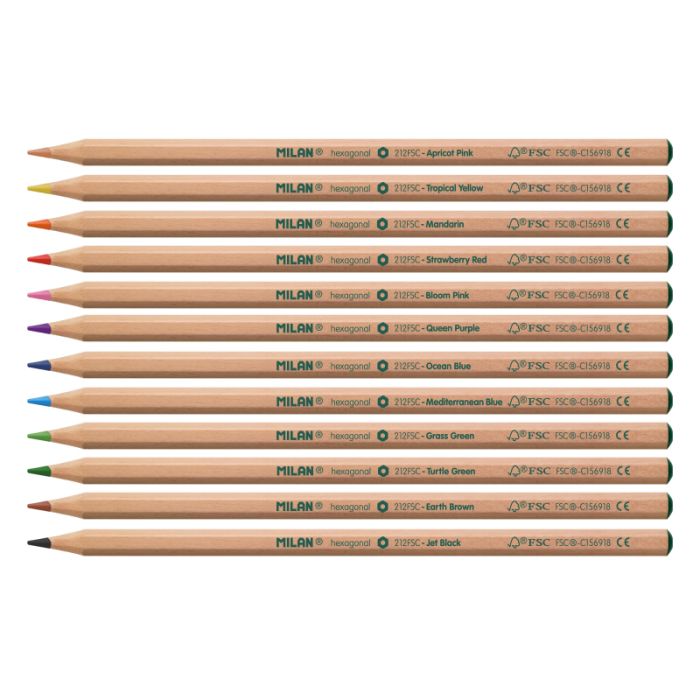 Milan Hexagonal Coloured Pencils Set of 12