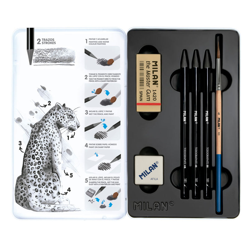 Milan Wood Free Water Soluble Graphite Pencils Set of 6