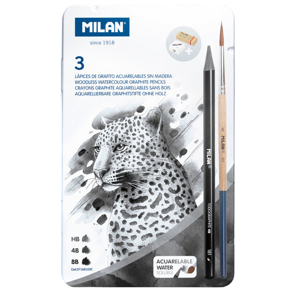 Milan Wood Free Water Soluble Graphite Pencils Set of 6