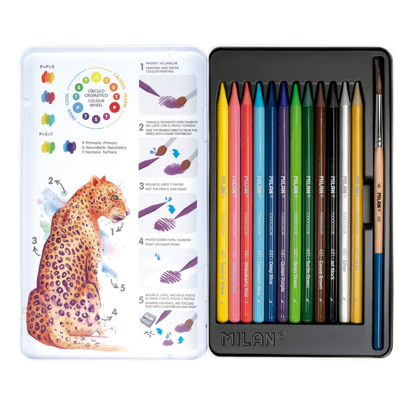 Milan Wood Free Water Soluble Coloured Pencils Set of 13