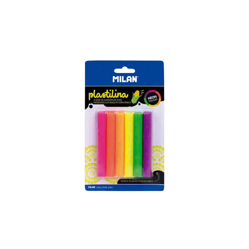 Milan Plastilina Neon Modelling Clay Pack of 6 Colours