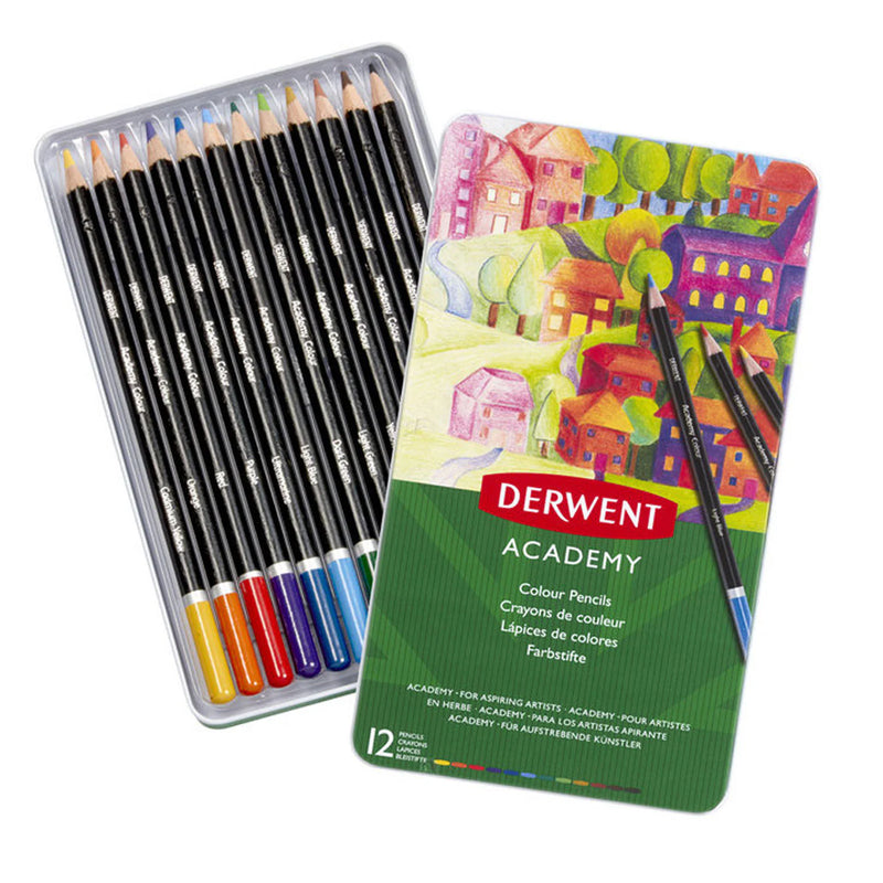 Derwent Academy Coloured Pencil - Tin Of 12