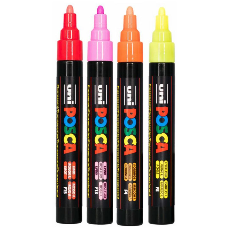 Uni Posca Marker 1.8-2.5mm Craft Medium Bullet Fluoro - Pack Of 4