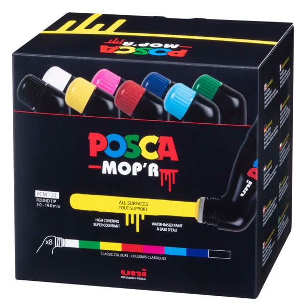 Uni Posca Markers 3-19mm Mop'r Assorted - Pack Of 8