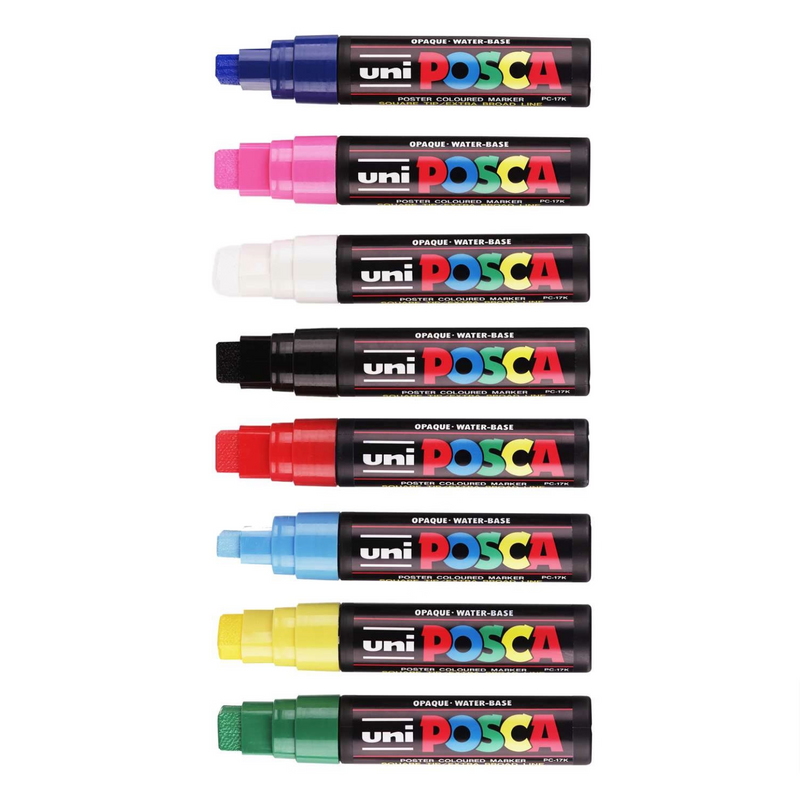 Uni Posca Markers PC-17K 15.0mm Extra-broad Chisel Tip - Set Of 8