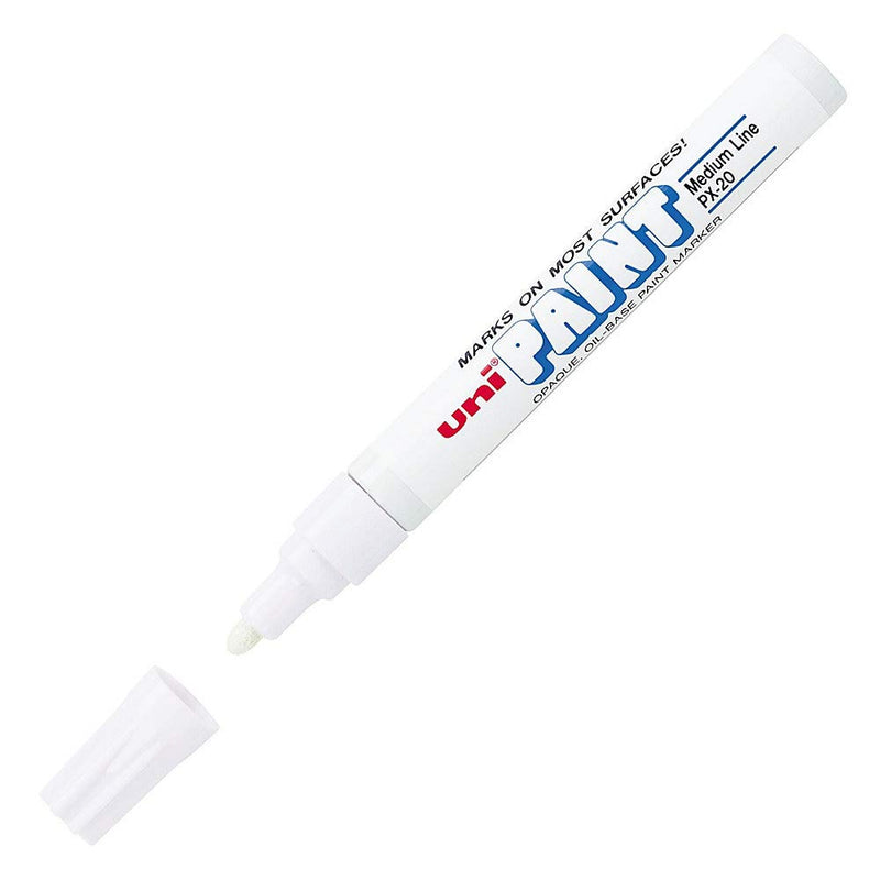 Uni 2.8mm Bullet Tip White Paint Markers Pack of 2