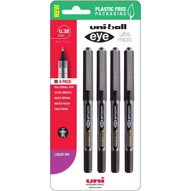 Uni Eye 0.38mm Ultra Micro Capped Pens Pack of 4