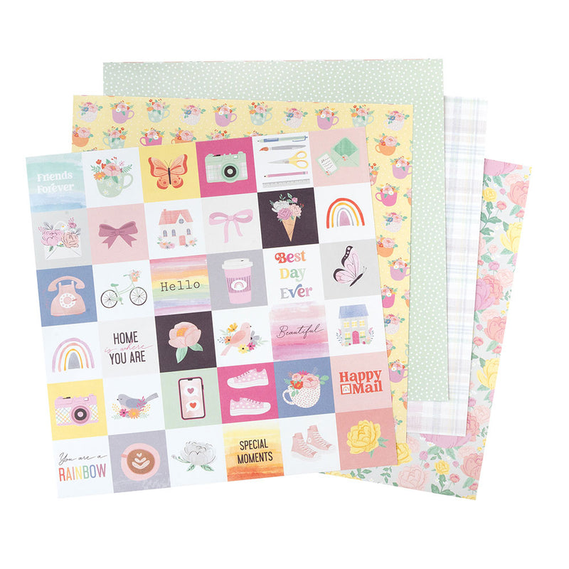 American Crafts 12" x 12" 48 Sheets Rainbow Avenue Cardstock Variety Pack