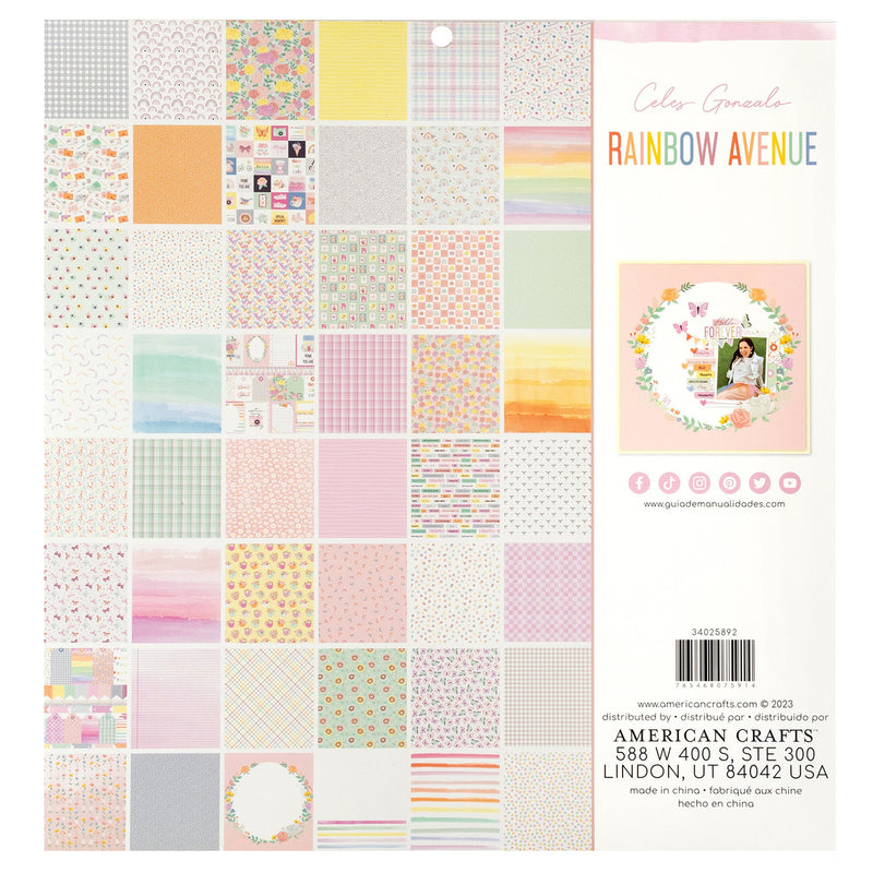 American Crafts 12" x 12" 48 Sheets Rainbow Avenue Cardstock Variety Pack