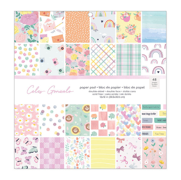 American Crafts 12" x 12" 48 Sheets Rainbow Avenue Cardstock Variety Pack