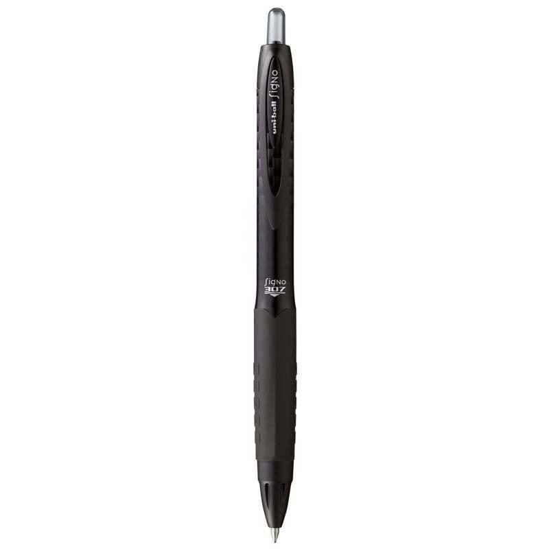 Uni Signo 307 0.7mm Fine Retractable Pens Black Pack of 4