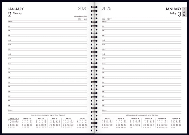 Collins Boston A41 Day To Page Diary Black