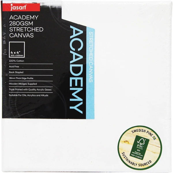 Jasart Academy 1.5 Inch Thick Edge Canvases Pack of 6#Size_4X4 INCH