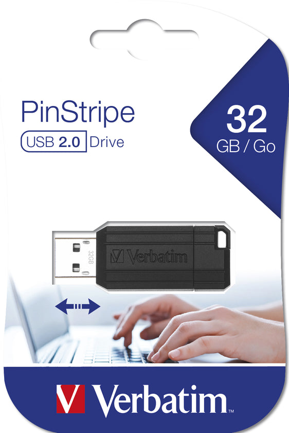 Verbatim Pinstripe USB Drive Store And Go 32GB Black
