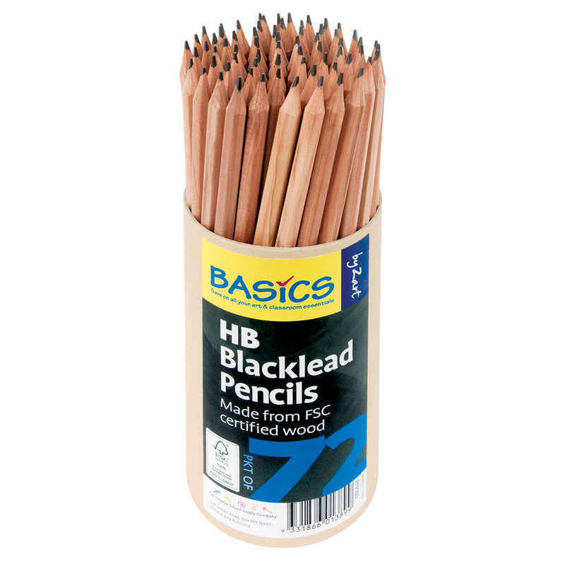 Basics by Zart Blacklead HB Pencils Set of 72