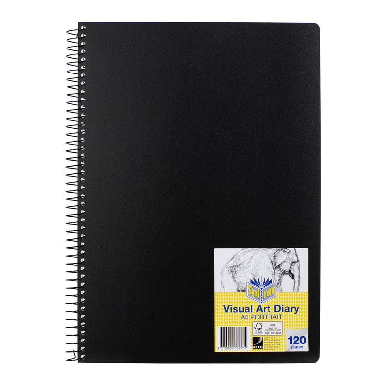 Spirax P704 PP Visual Art Diary A4 120 Page Black S/O - Pack Of 5