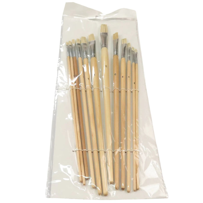 Das 579 Hog Bristle Flat Paint Brush Set Of 12 Assorted Sizes