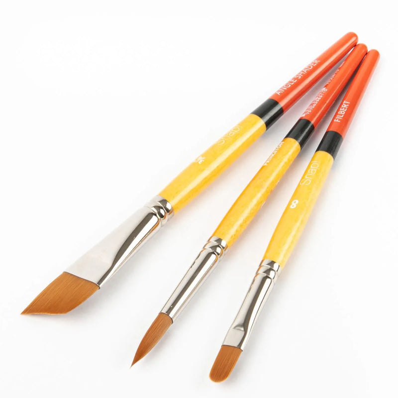 Princeton Snap! Short Handle Gold Taklon Brushes Set of 3