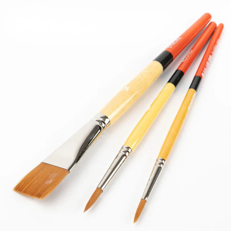 Princeton Snap! Short Handle Gold Taklon Brush Set of 3