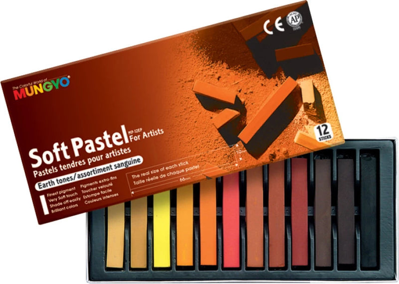 Mungyo Artist Square Soft Pastels Set of 12 Earthtones