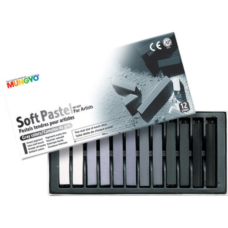 Mungyo Artist Square Soft Pastels Set of 12 Greytones