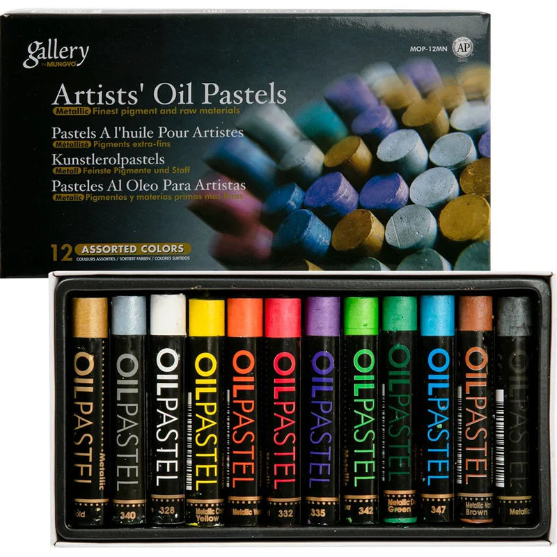 Mungyo Gallery Oil Pastels - Pack Of 12 Metallics