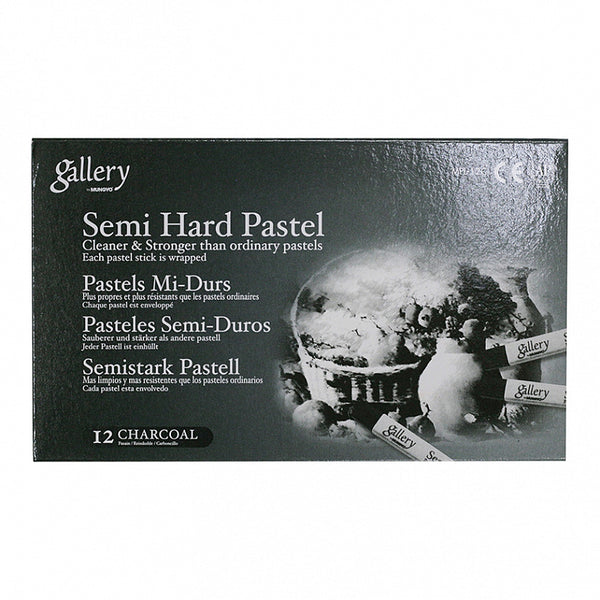 Mungyo Gallery Semi Hard Pastels Pack of 12 - Charcoal