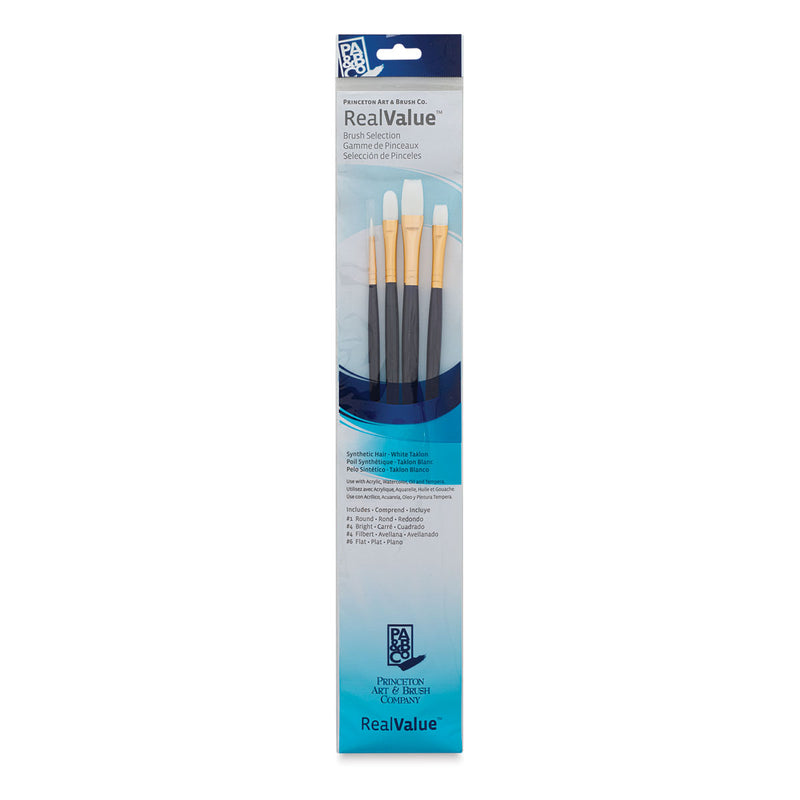 Princeton Real Value Synthetic White Taklon 9130 Brushes Set of 4