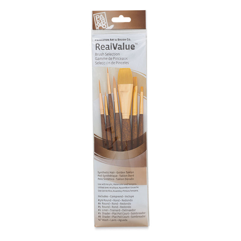 Princeton Real Value Synthetic Golden Taklon 9141 Brushes Set Of 7