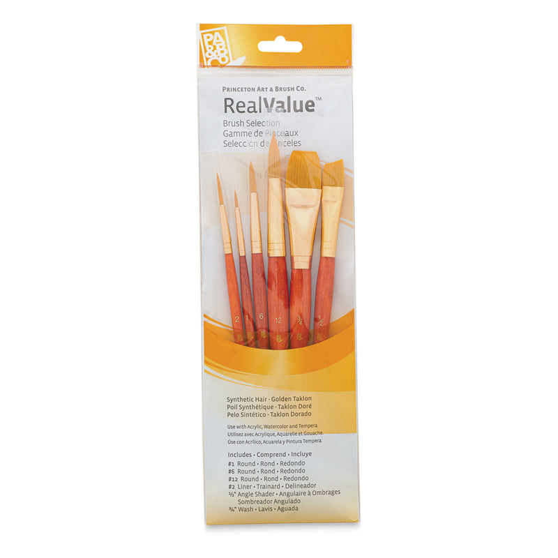 Princeton Real Value Synthetic Golden Taklon 9153 Brushes Set of 6