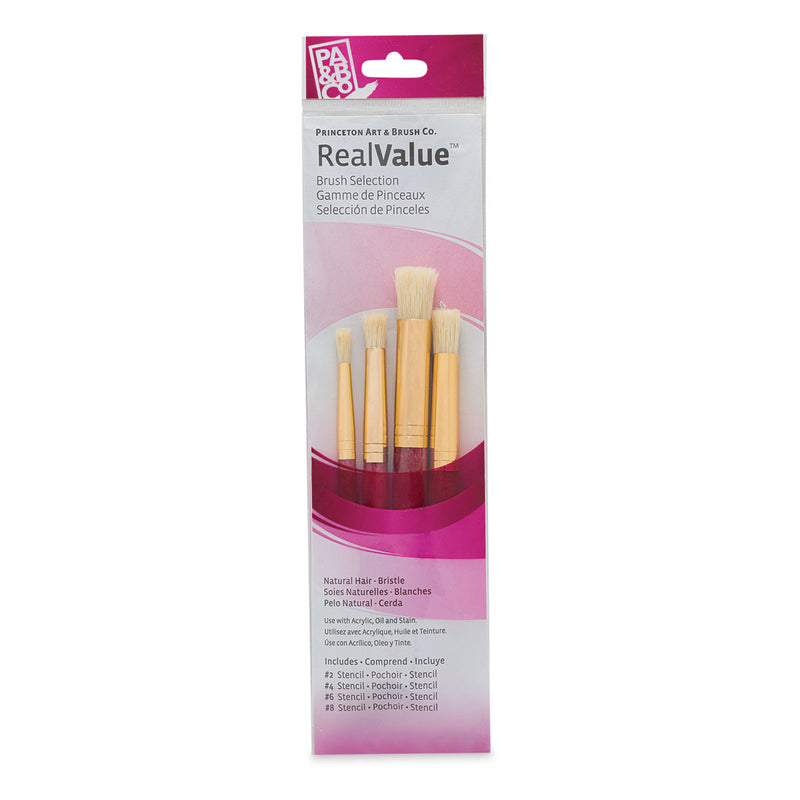 Princeton Real Value Natural Bristle 9180 Stencil Brushes Set Of 4